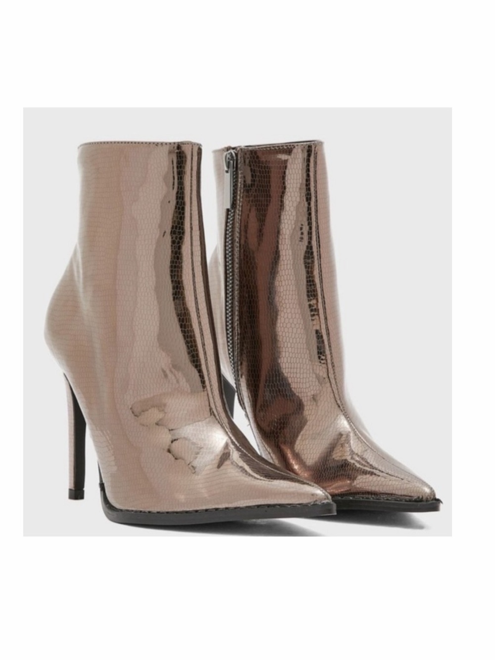 NEW TOPSHOP Honey Anke Boot Snake Print 8.5 Shiny